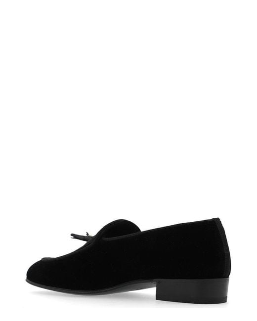 Gucci Black Tassel Detailed Velvet Loafers for men