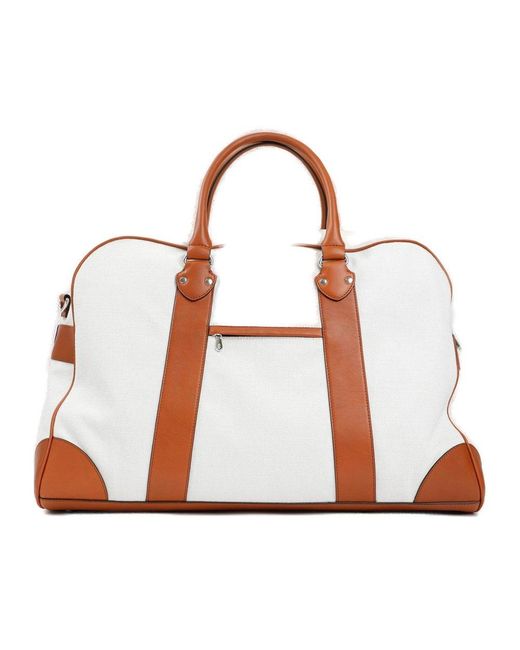 Brunello Cucinelli White Panelled Logo Patch Travel Duffle Bag for men