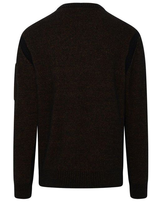 C P Company Black Crewneck Sleeved Sweater for men