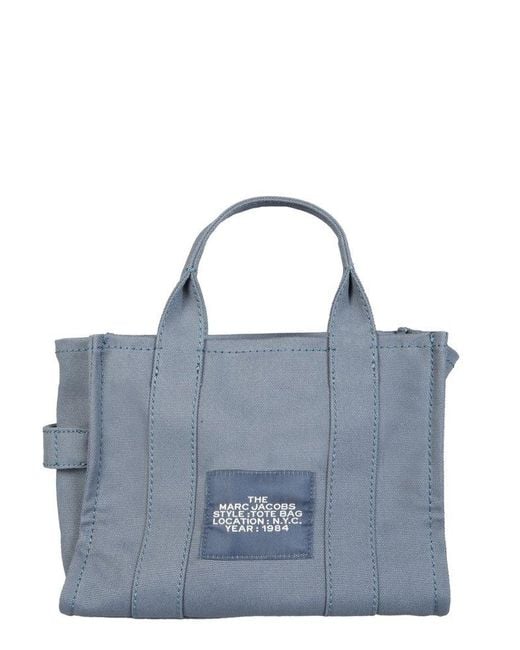 Marc Jacobs Blue Logo Printed Zipped Small Tote Bag