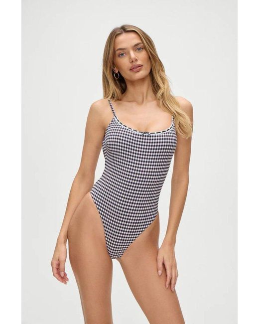 Frankie's Bikinis Blue Frankies Bikins Juliet Gingham One Piece