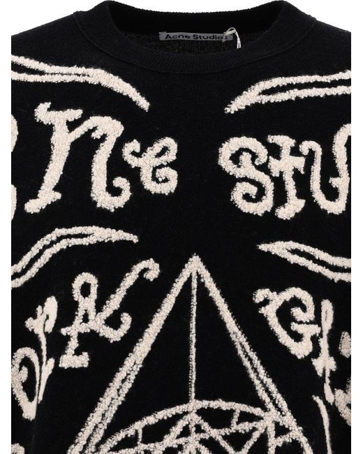 Acne Black Embroidered Sweater for men