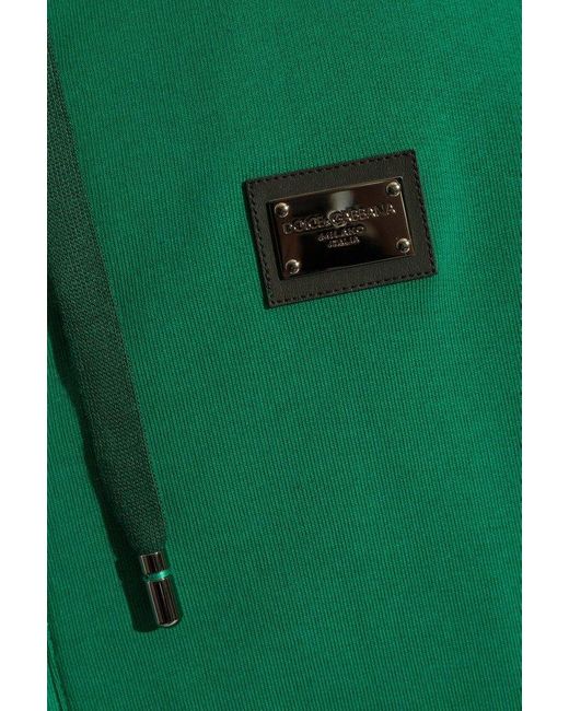 Dolce & Gabbana Green Hoodie With Logo, for men