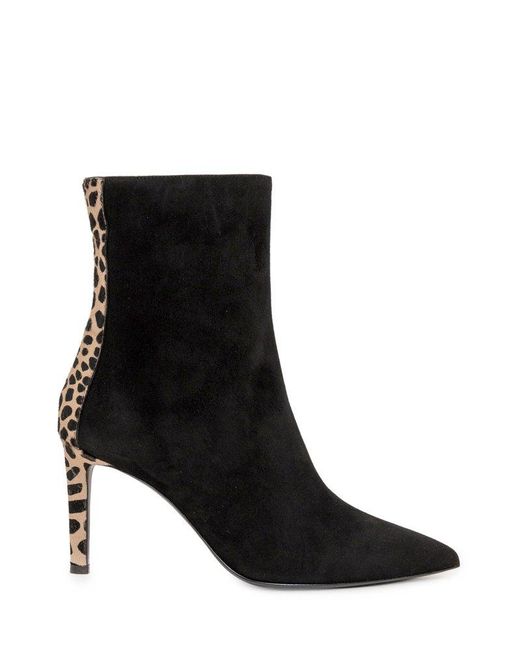 black ankle boots with leopard print heel