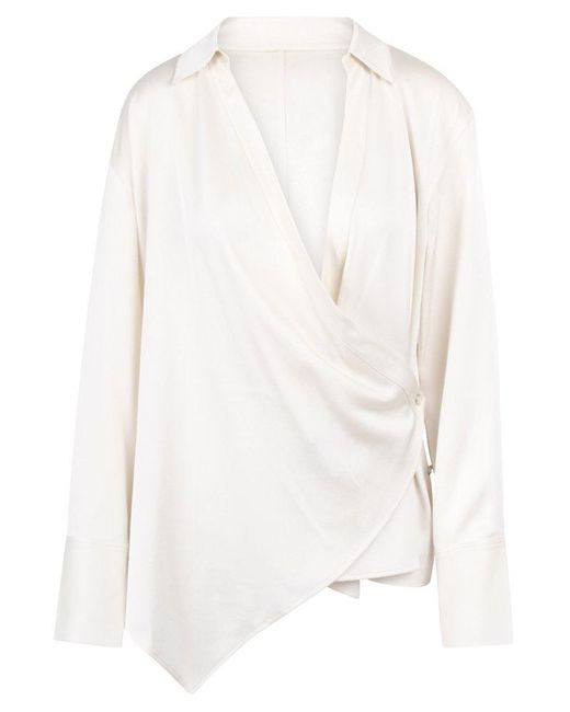 Helmut Lang White Long-Sleeved Wrap Shirt