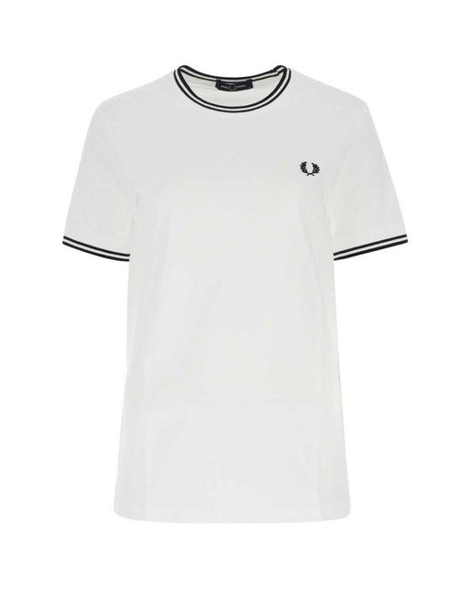Fred Perry White Twin Tipped Crewneck T-shirt for men