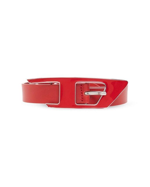 DIESEL Red Leather Belt With Logo