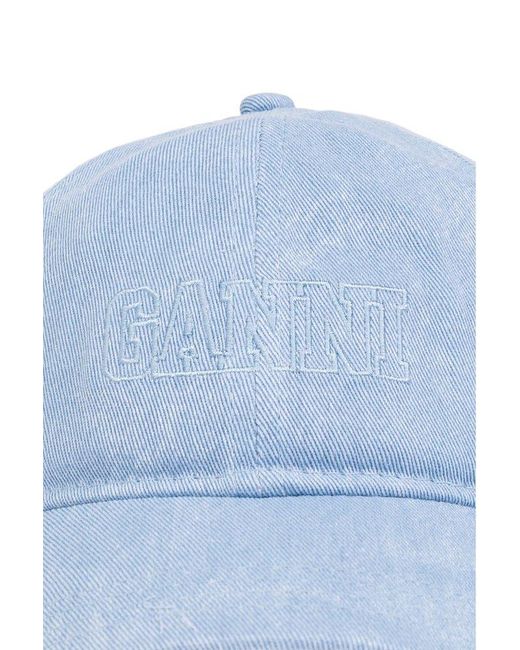 Ganni Blue Denim Baseball Cap,