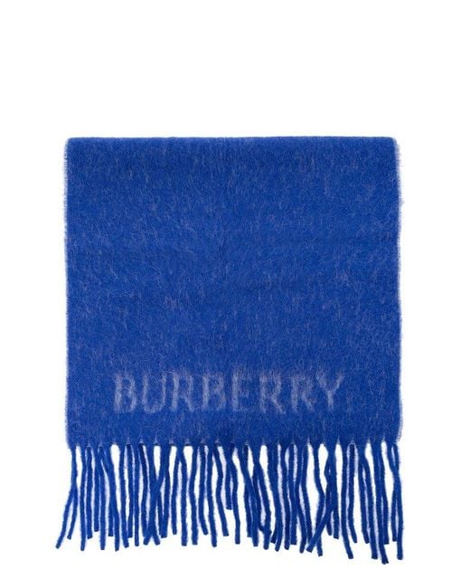 Burberry Blue Scarf With Logo,