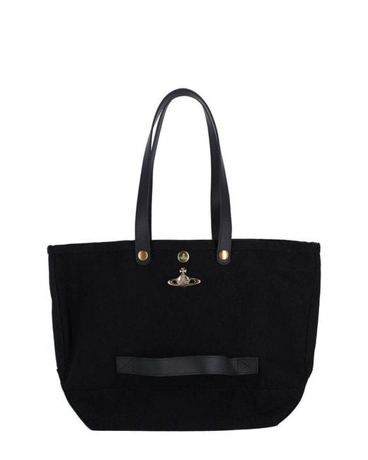 Vivienne Westwood Black Orb Plaque Top Handle Bag