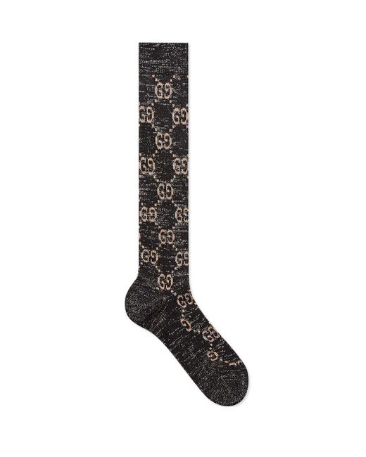 Gucci Black Lurex GG Motif Stretch Socks