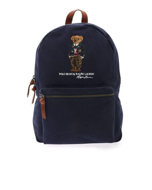 Polo Ralph Lauren Blue Polo Bear Embroidered Backpack for men