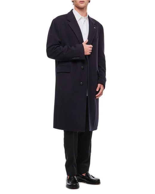 Tagliatore Black Notched-lapels Single-breasted Coat for men