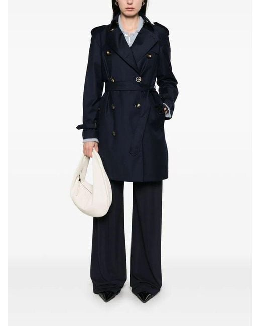 Montecore Blue Double-Breasted Trench Coat