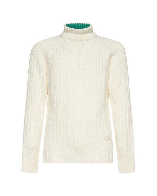 Dior White Turtleneck Rib-knit Sweater for men