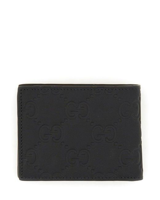 Gucci Black GG Rubber-effect Bi-fold Wallet for men
