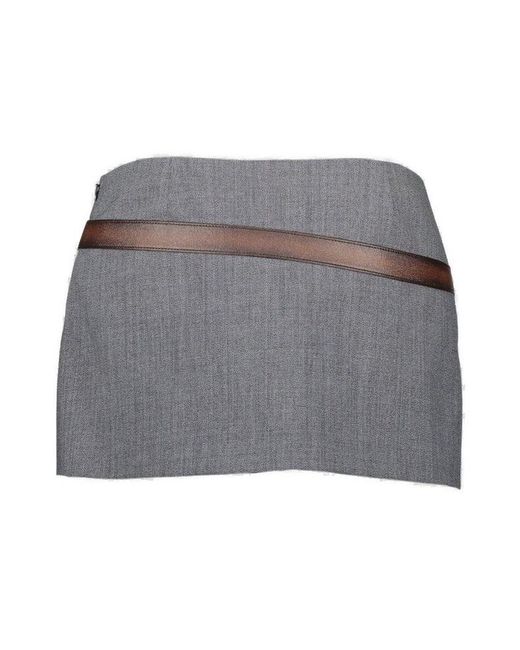 Prada Gray 3D Printed Belt Mini Skirt
