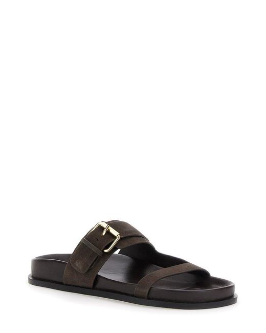 A.Emery Black Prince Buckle Slide Sandals