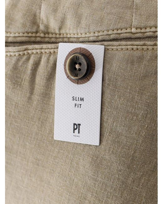 PT Torino Natural Pressed-crease Elastic Waist Trousers for men