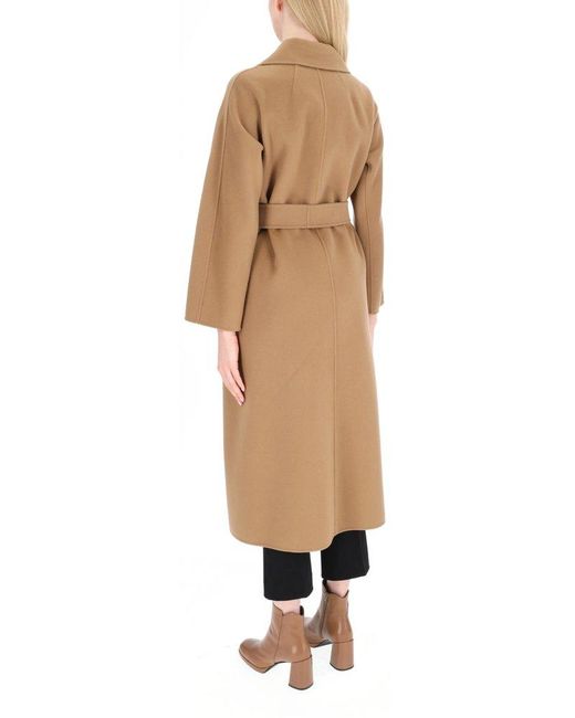 Max Mara Natural Double-breasted Straight Hem Belted Coat