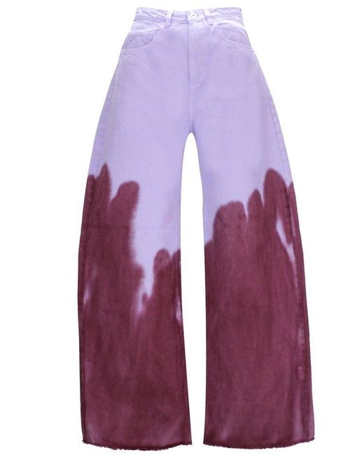 Marques'Almeida Purple Tie-dye Wide Leg Jeans