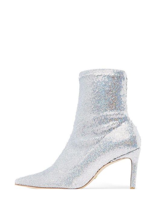 Stuart Weitzman White Stuart 85 Sequin Embellished Boots