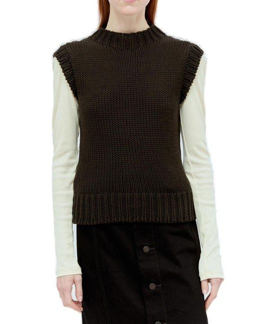 Lemaire Black Crewneck Chunky Knitted Vest