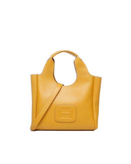 Hogan Metallic Medium H-bag Logo-embossed Top Handle Bag