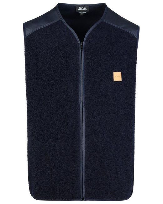 A.P.C. Blue 'Nate' Polyester Vest for men