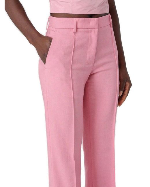 MSGM Pink Straight-Leg Pleated Tailored Trousers