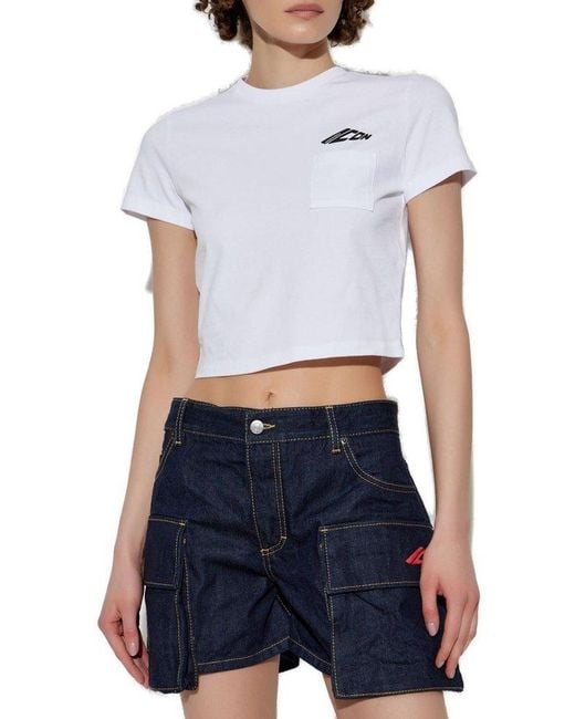 DSquared² White Cropped Crewneck T-Shirt