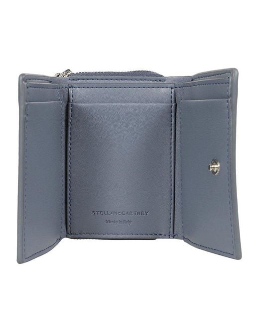 Stella McCartney Blue Trifold Wallet Embossed Grainy Mat