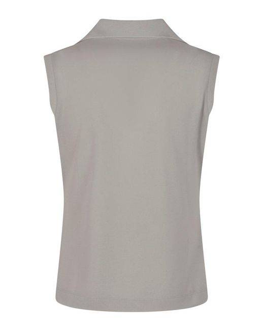 Emporio Armani Gray Icon Micro Pique Crepe Jersey Top