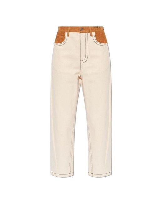 Marni Natural High-waisted Cotton Trousers,