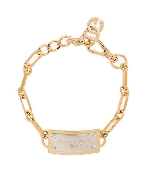 Dolce & Gabbana Metallic Logo Engraved Chain-link Bracelet for men