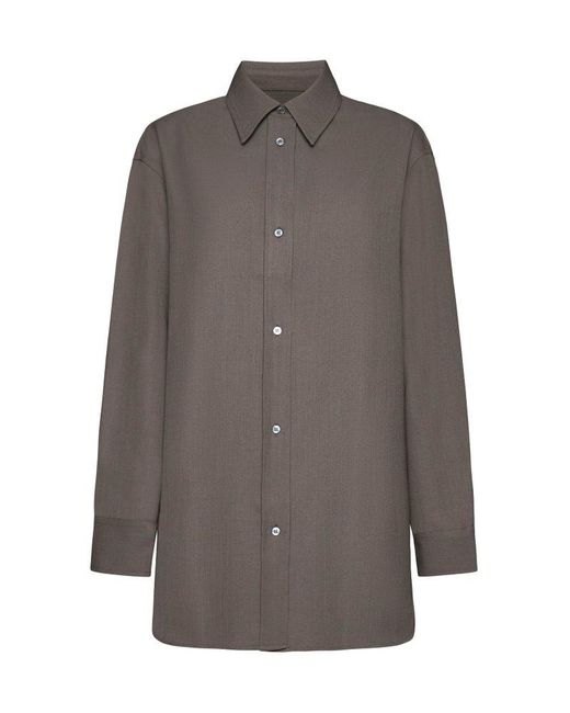 Studio Nicholson Long Sleeved Buttoned Shirt in Gray | Lyst