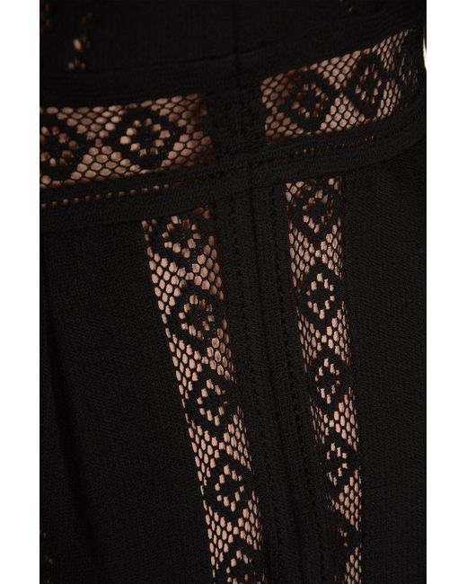 Alberta Ferretti Black Pattern Perforated Flare Dress