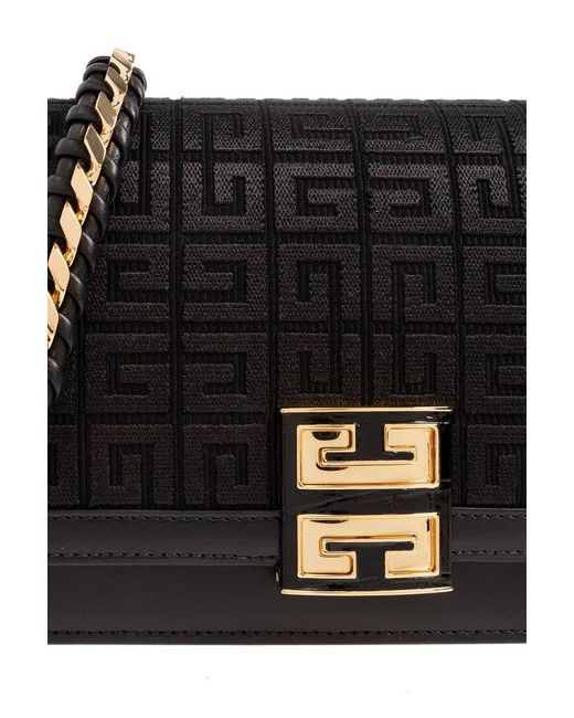 Givenchy Black Logo Plaque Foldover Medium Crossbody Bag