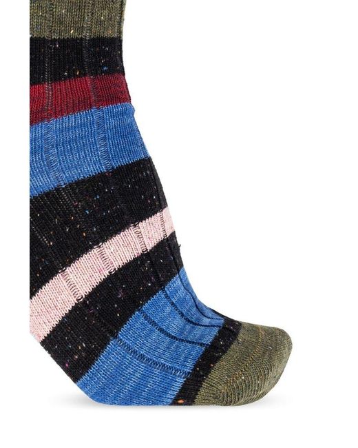 Paul Smith Blue Striped Pattern Socks, for men