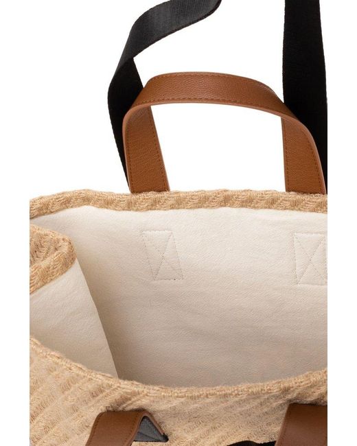 See By Chloé Natural Logo Patch Straw Tote Bag