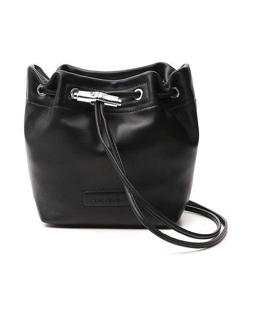Longchamp Black Drawstring Bucket Bag