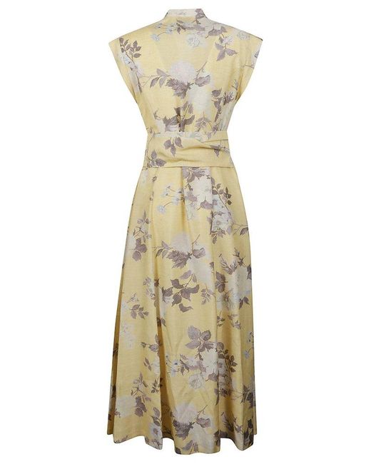 Ballantyne Metallic Floral-printed Belted Dress