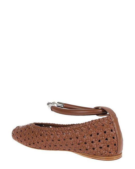 Weekend by Maxmara Brown Woven Square Toe Ballet Flats