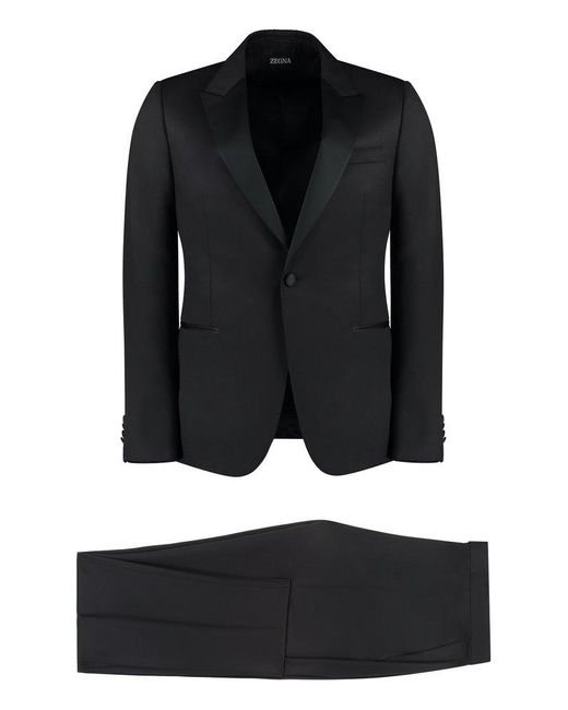 Zegna Black Wool And Mohair Two Piece Suit for men
