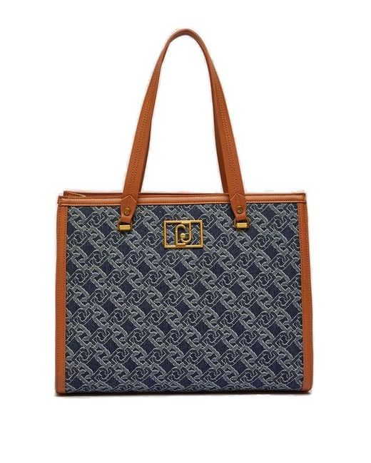 Liu Jo Blue Jacquard Denim Shopping Bag