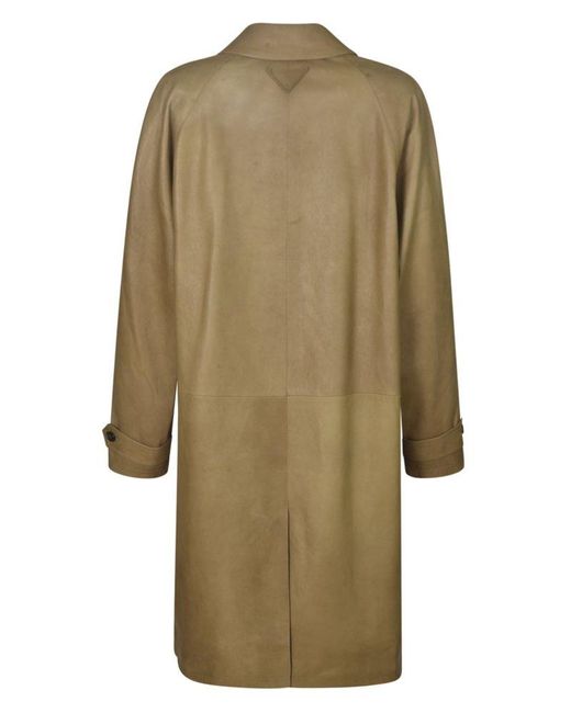 Prada Natural Mid-Length Buttoned Coat