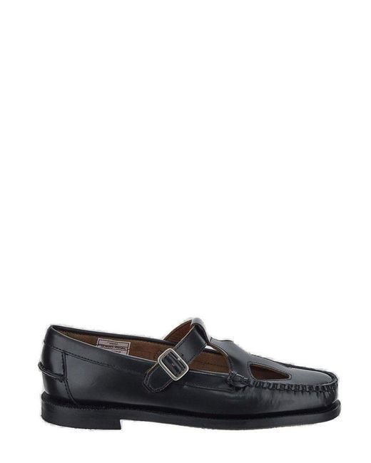 Sebago White Angelina Side-buckle Cut-out Loafers