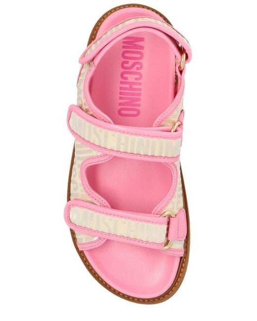 Moschino Pink All-over Logo-printed Sandals