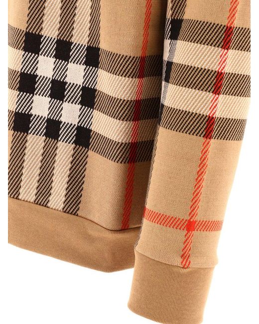 Burberry Brown Check Printed Long Sleeved Hoodie for men