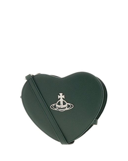 Vivienne Westwood Green Louise Heart Orb Plaque Shoulder Bag